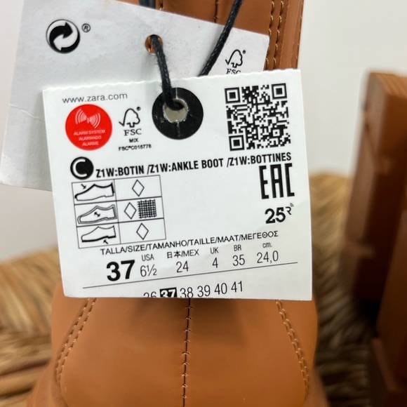 NWT Zara Tan Rubberized Platform Boots Sz 7 - Picture 10 of 11
